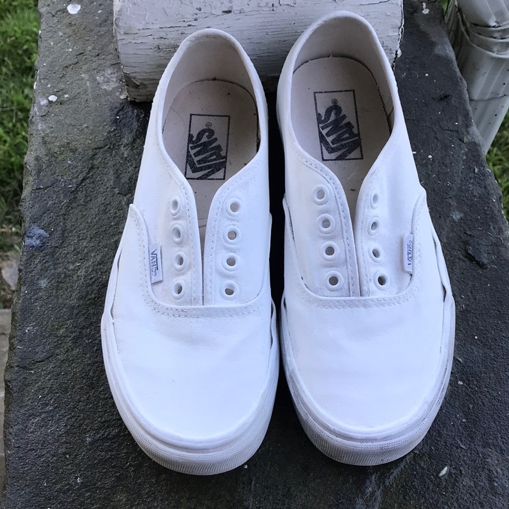 True white authentic vans